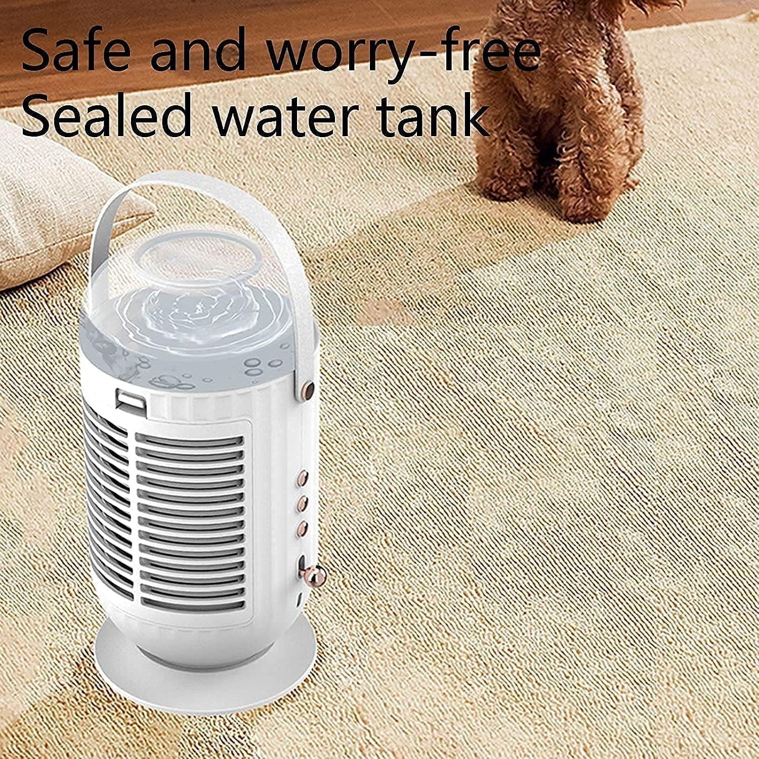 Portable Air Conditioner Quiet Fan, USB Personal Mini Evaporative Cooler Fan, 3 Speeds, Small Desktop Cooling Humidifier Fan (Color : White)