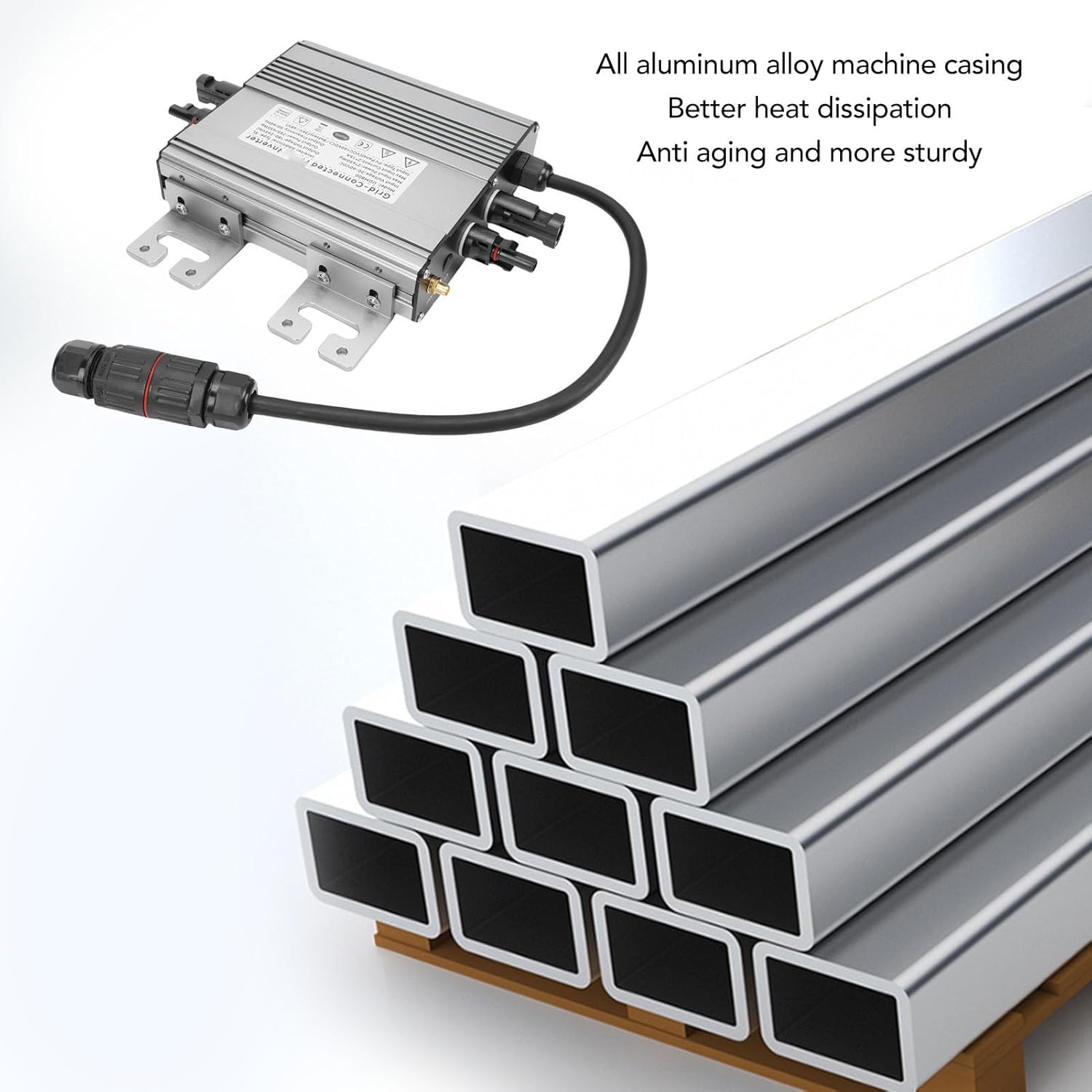 Micro Inverter, IP65 Water Proof Aluminum Alloy Rapid Shutdown Solar Grid Micro Inverter for Balcony Power Station