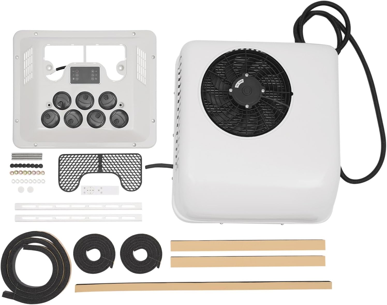 12V RV Air Conditioner 6000/12000 BTU - Split Rooftop AC Unit for Semi Trucks, Bus, Motorhome & Caravan - Electric Heat & Cool System - Compact 12V Truck Cab AC