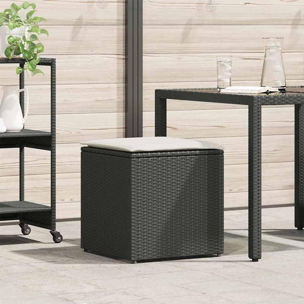 Black Poly Rattan Outdoor Storage Box, 19.7