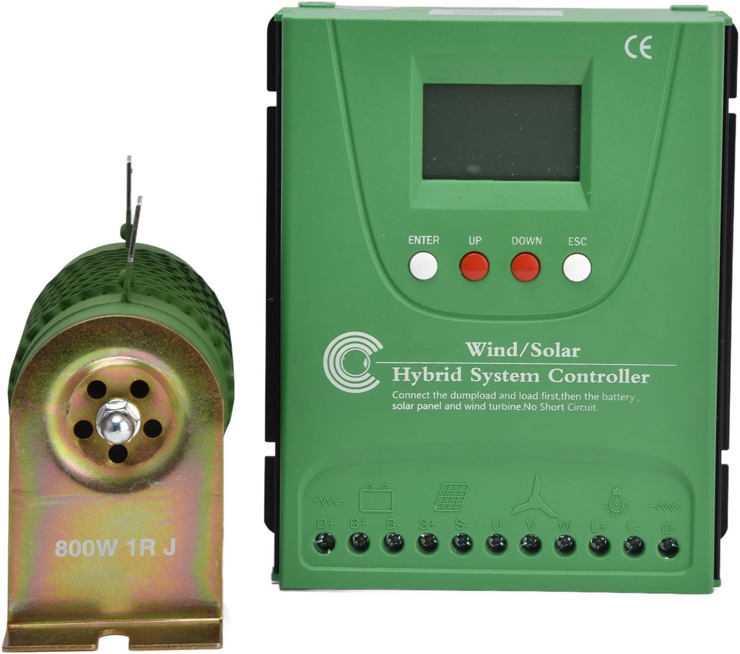 Hilitand Wind 800W Solar 600W MPPT Wind Solar Hybrid System Controller, LCD Display Protection Function for Li Battery 12/24V