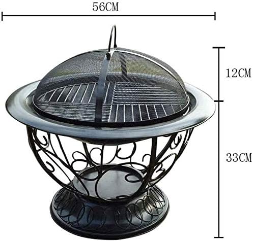 Fire Pits Outdoor Wood Burning Firepit Home Durable Round Steel Wood Burning Outdoor Patio Fire Pit with Spark Screen Guard, Log Grate with Cover BBQ Cooking for Outside Camping