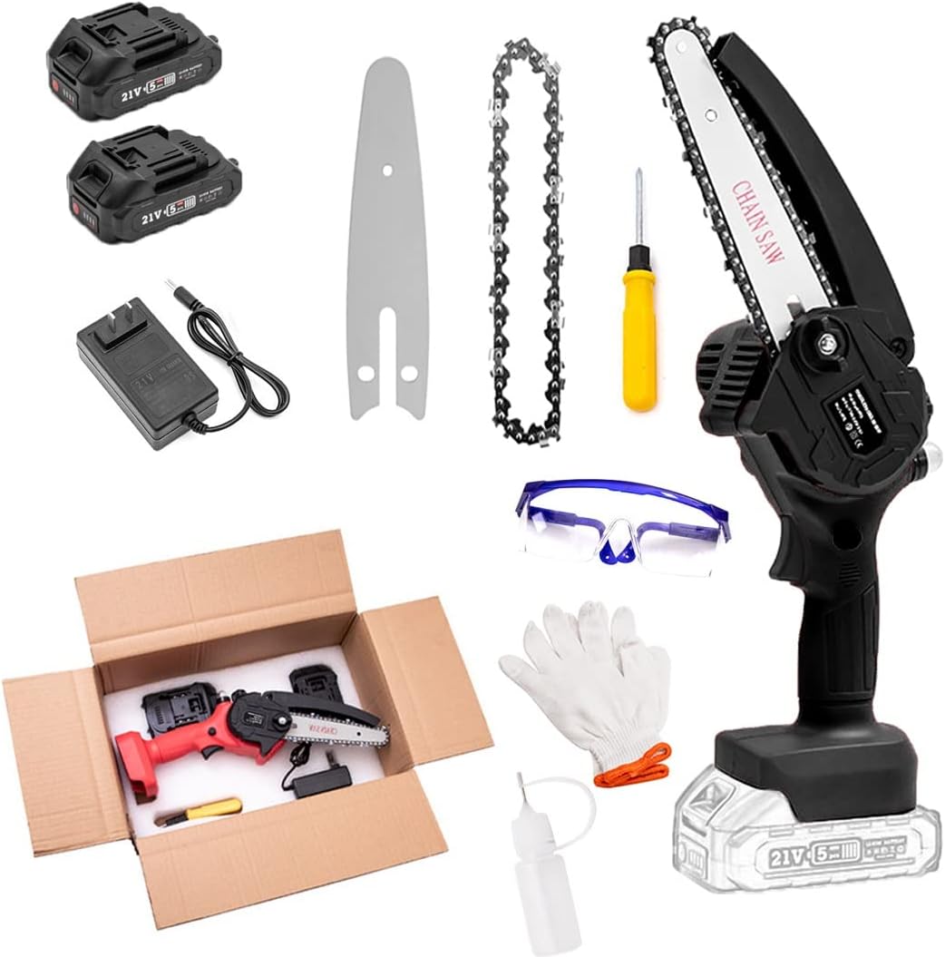 Mini Chainsaw,6 Inch Cordless Chainsaw,with Battery and Charger,Mini Chain Saw,Cordless Battery Power, Portable Electric Chainsaw, Suitable for Gardening, Wood, Outdoor Camping