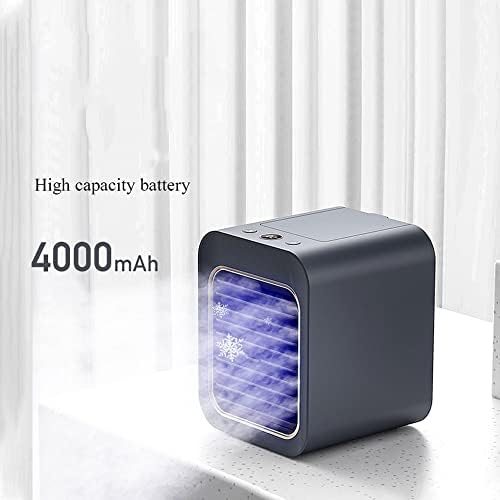 Portable Air Conditioners, 4000mAh Rechargeable Mini Air Conditioner, Personal Air Cooler with 3 Speeds, Small Desk Air Conditioner for Bedroom, Office, Outdoor (Color : Dark Blue)
