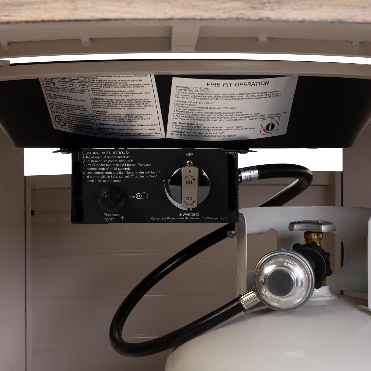 Thatcher Woodgrain Aluminum Convertible Gas Fire Pit Table 55,000 BTU Outdoor Portable with Fire Bowl Lid, Nylon Weather Cover & Clear Fire Glass - Driftwood Finish - Round - 42