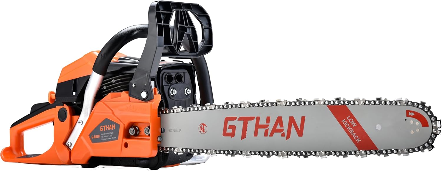 Gas Powered Chainsaw 62cc 2-Cycle Chain Saw 20 Inch Guide Bar Cordless Chainsaw Gasoline for Cutting Forest Wood Garden Trimming Tools