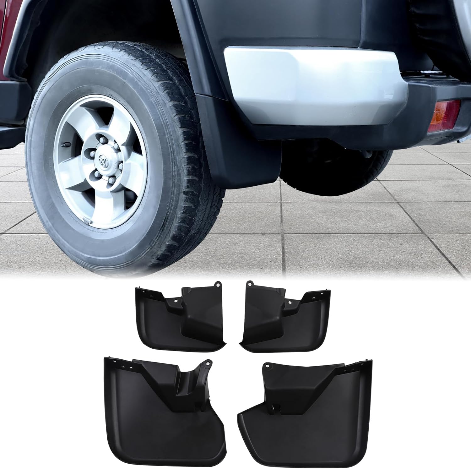 Aunginsy 4Pcs Mud Flaps Compatible with Toyota FJ Cruiser 2007-2021 Car All-Weather Fender Front and Rear Mud Splash Guards No Drilling Required Flexible PP Material Protection Exterior Accessories