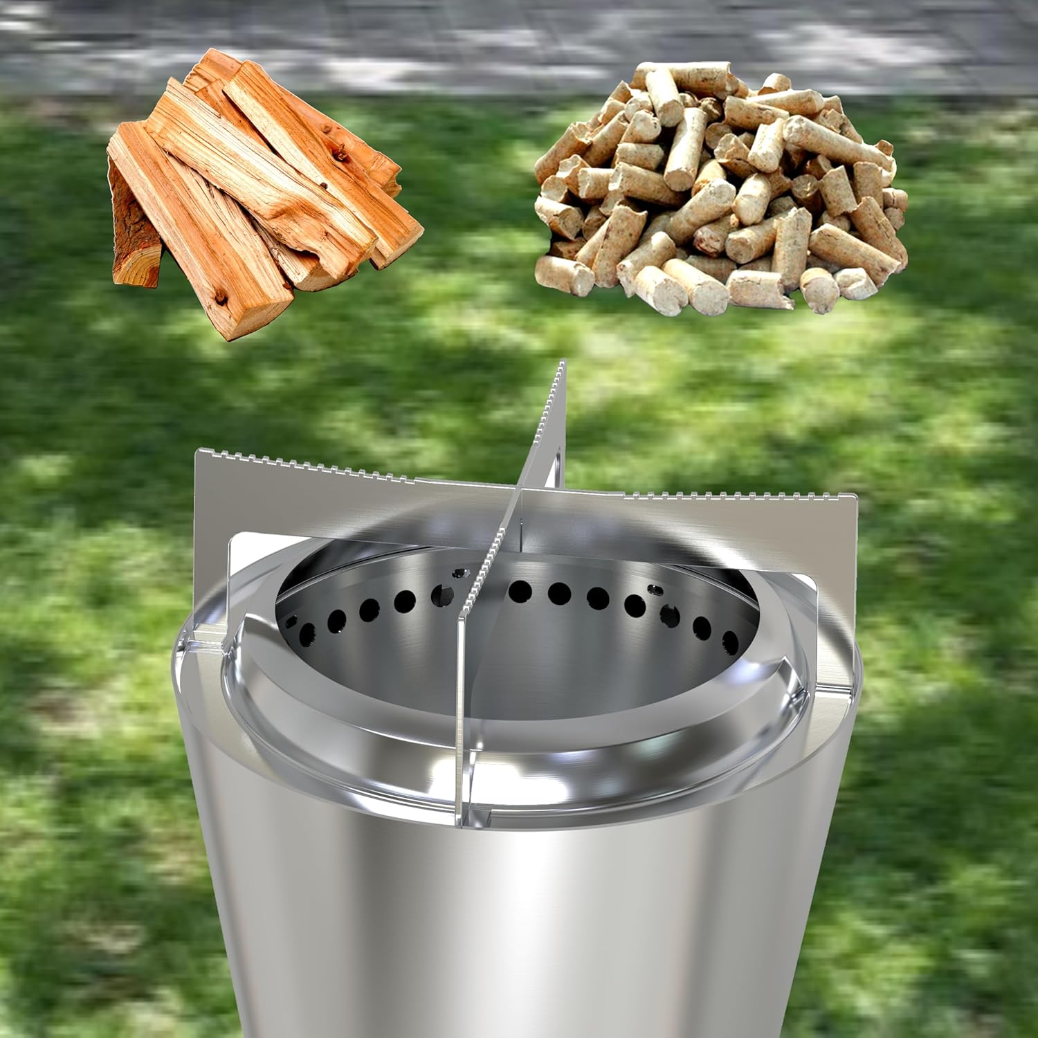 STANHERD Tabletop Fire Pit for Urban & Suburbs, Stainless Steel Mini Dual Fueled Camping Stove by Pellets or Wood for Outdoor & Patio, 9