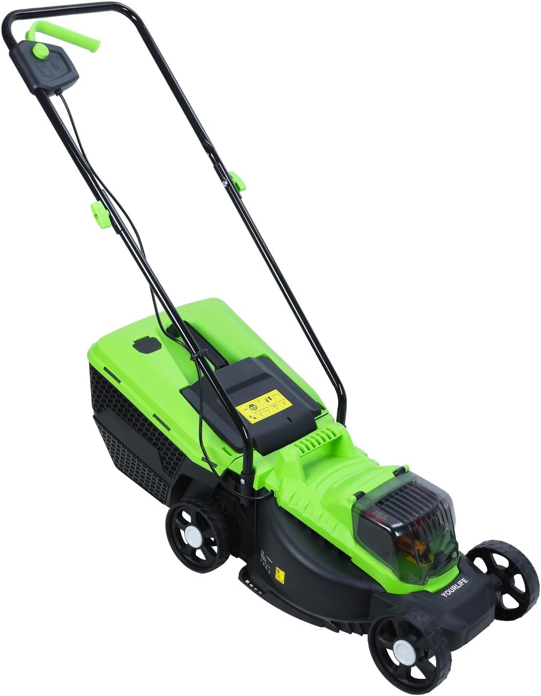 1600W Cordless Electric Lawn Mower – Self-Propelled Walk-Behind Lawn mowers with Brushless Motor, 30L Grass Bag, Adjustable Cutting Heights (25mm to 65mm), Foldable Ergonomic Handle Green