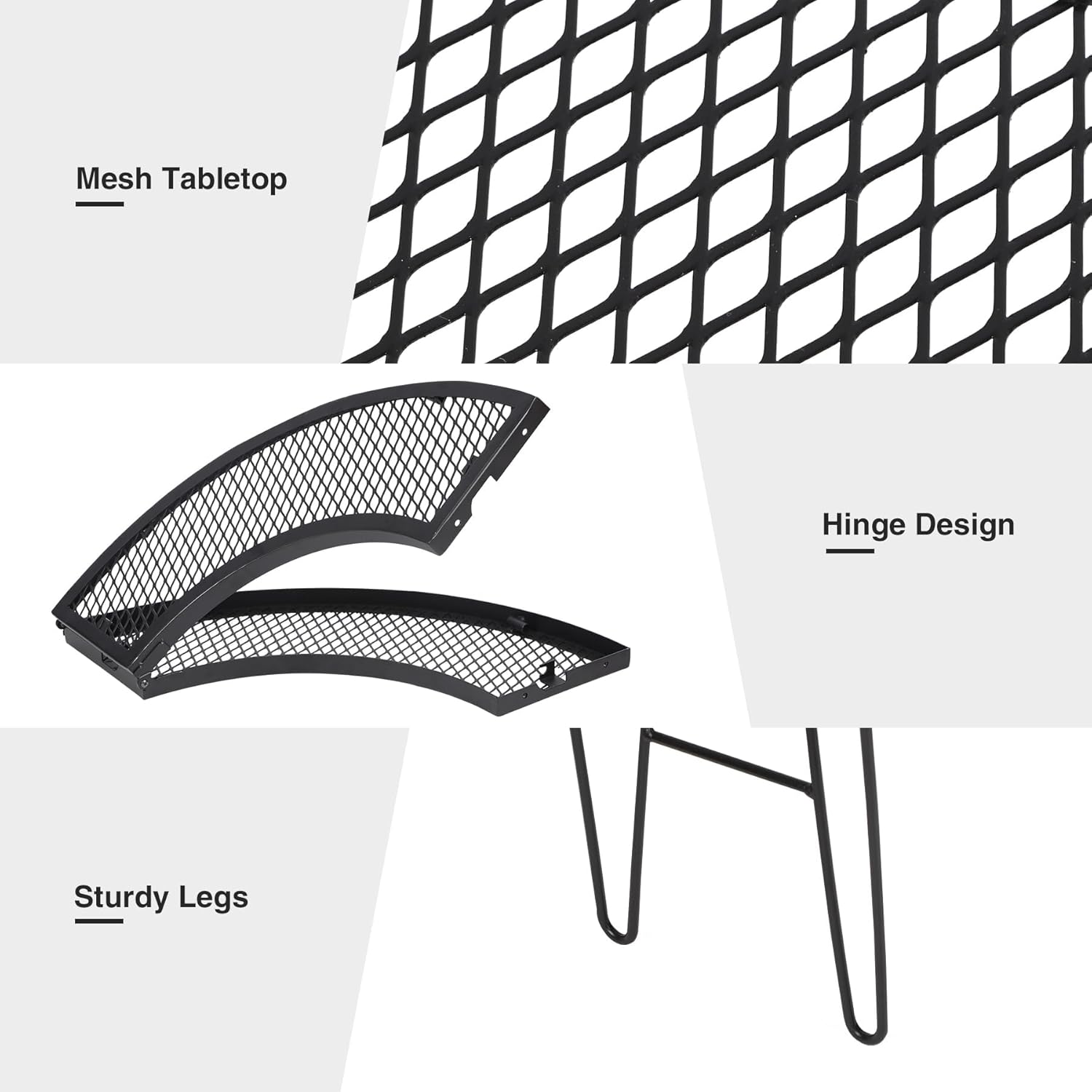 Lineslife Portable Fire Pit Surround Tabletop for Solo Stove Bonfire Ranger, Folding Iron Smokeless Round Fire Pit Table with 21