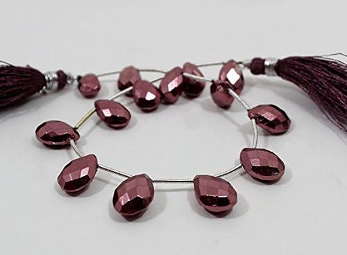 13 inch natural beads strand of 10-14mm faceted drop pink pyrite gemstone briolletes beads for DIY jewelry - necklace, bracelet, earring, ring.