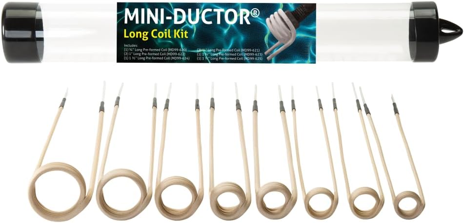 Induction Innovations - Long Coil Kit (MD99-675) - Accessory for Mini-Ductor® Series & Inductor® Series U-555 - One 3/4″ coil, Two 7/8″ coils, Two 1″ coils, One 1 1/4″, one 1 1/2″ & one 1 3/4