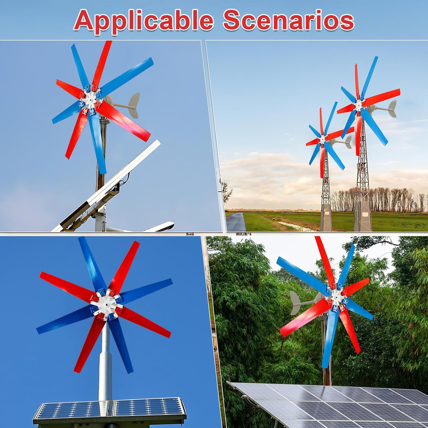 Windmill Generator & Wind Turbine Kit, 200/300/400W 12/24/48V, Auto-Adjust Windward, MPPT Technology, 8 Fiber Blades for Home, Workshop, Street Lighting, Off-Grid 400W