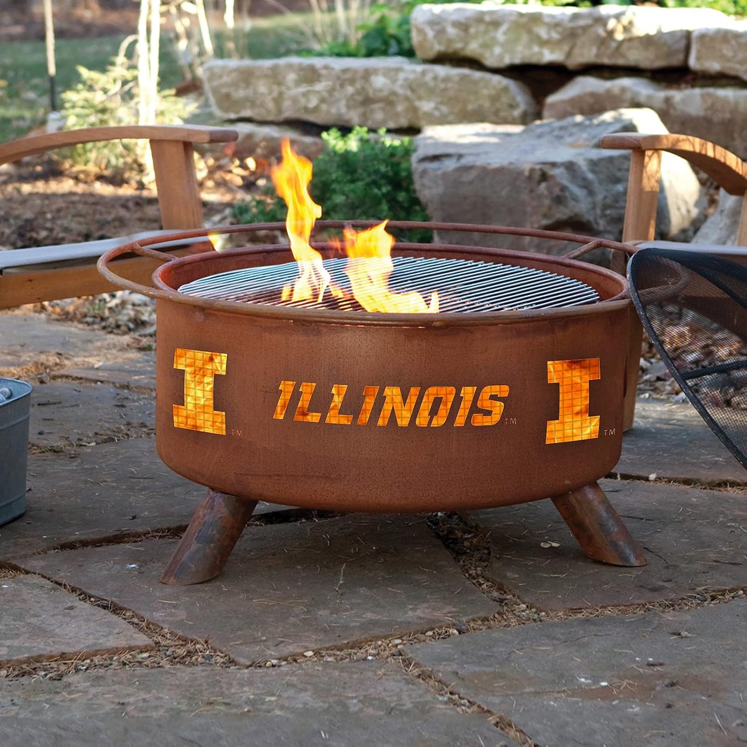 Patina Products F220 Illinois Steel Outdoor Fire Pit - 24 x 24 x 11 inch - Natural Rust Patina Finish
