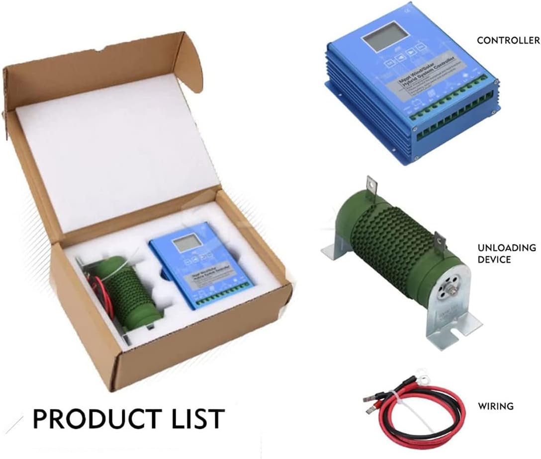 2000W/4000W/6000W MPPT Solar Charge Controller 12V/24V/48V Intelligent Identification Buck Wind Hybrid System Charge Controller Solar Panel Battery Regulator with LCD Display,6000W-12V