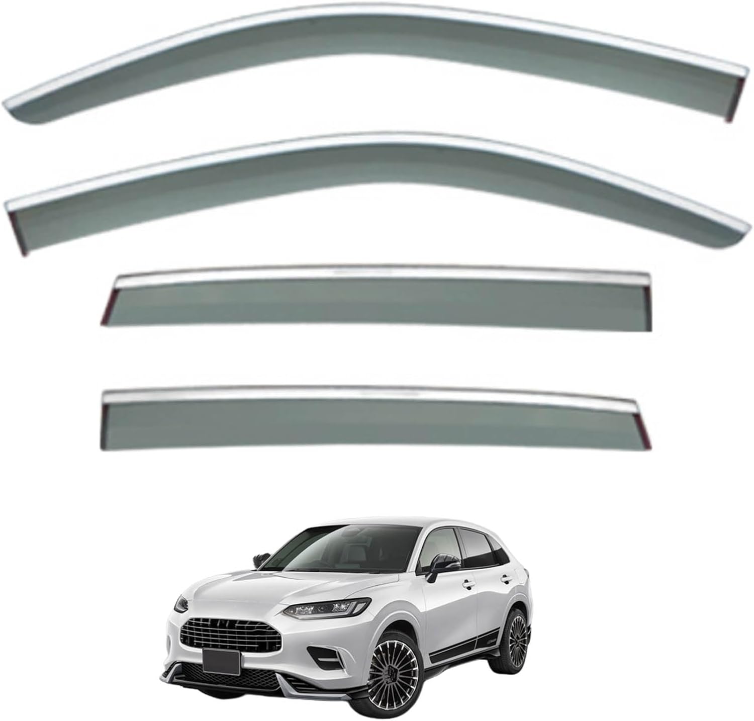 Window Deflectors for HR-V MKZ-RZ 2022+, Sun Rain Guard Window Visors Vent Shades with Bright Stripes Car Accessories