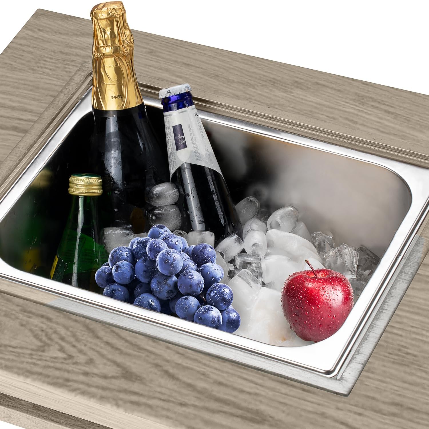 3-in-1 Coffee Table with Ice Bucket & Fire Pit - Beige