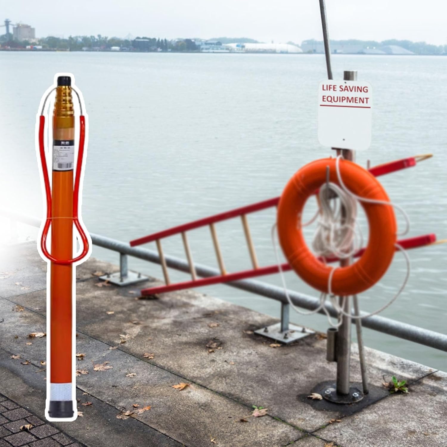 1.2-5.5m Professional Rescue Pool Safety Hook with Rod, Water Parks/Swim Club/Beach Life-Saving Equipment, Multi-use Adjustable Rescue Pole