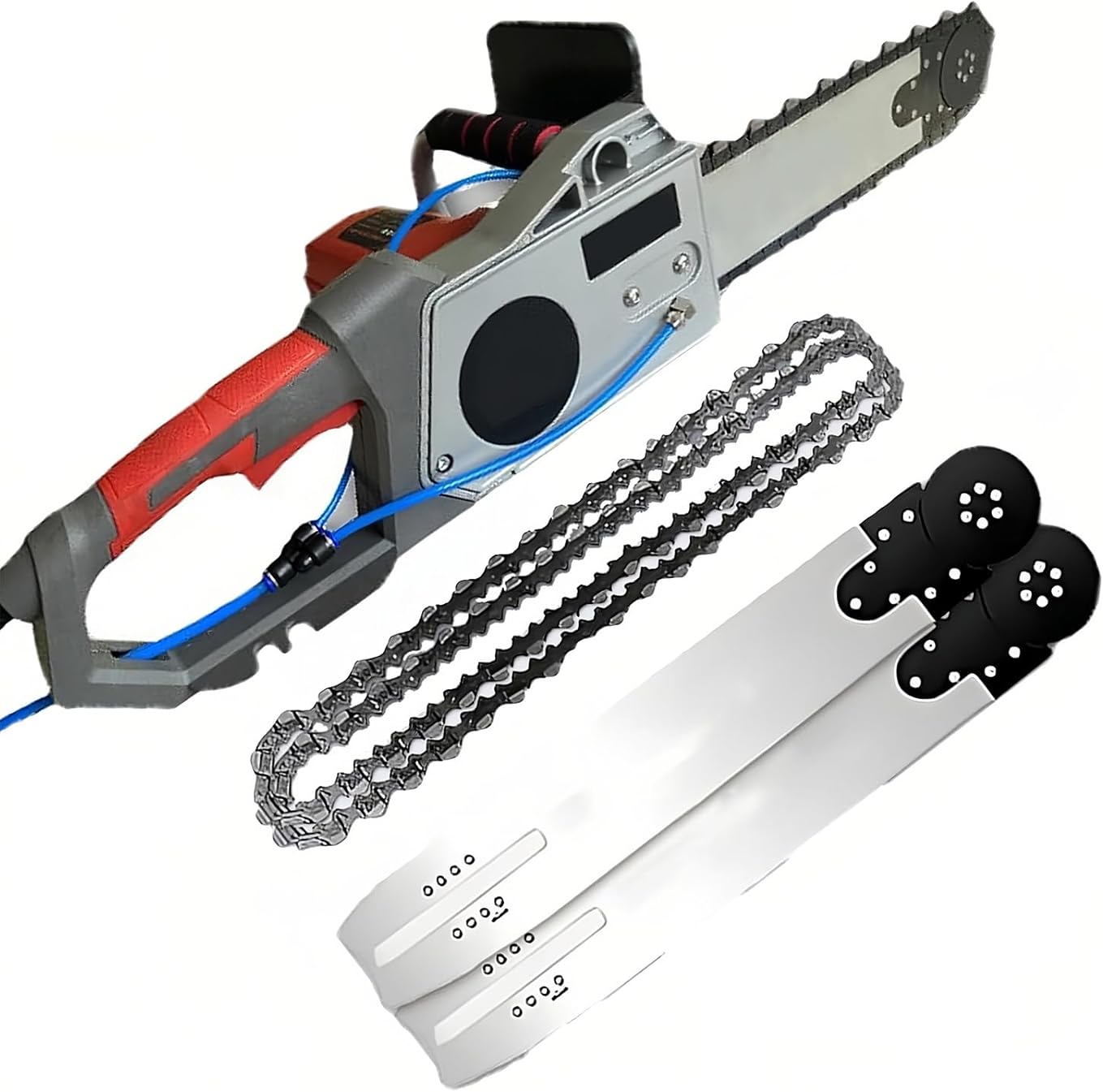 Electric Concrete Chain Saw, Handheld Brushless Chainsaw with 2 Chains and 2 Guide Bar, Smart Water Spray, 0-6000rpm Adjustable Speed, Diamond Chain Wall Cutte for Granite(480)