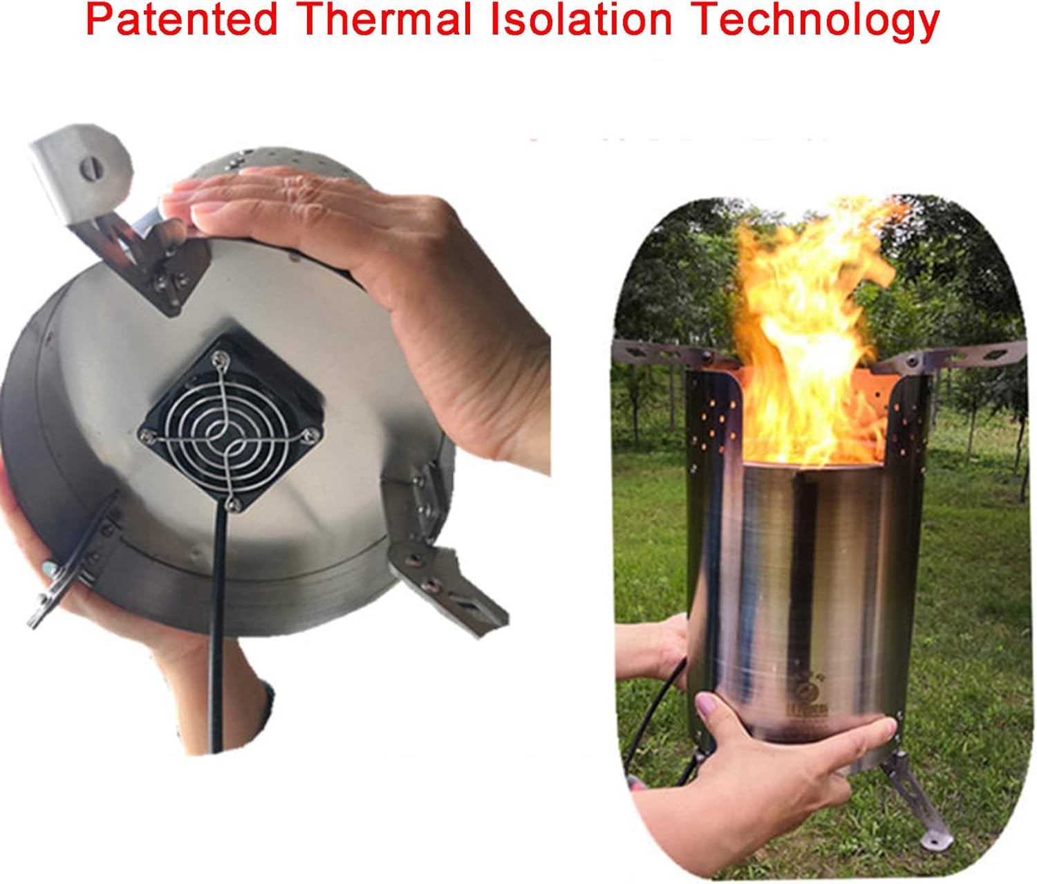 Stove Bonfire Fire Pit - Smokeless Stainless Steel Outdoor Firepit | Portable Backyard Natural Wood Burning Firebowl | No Gas or Propane Required,C