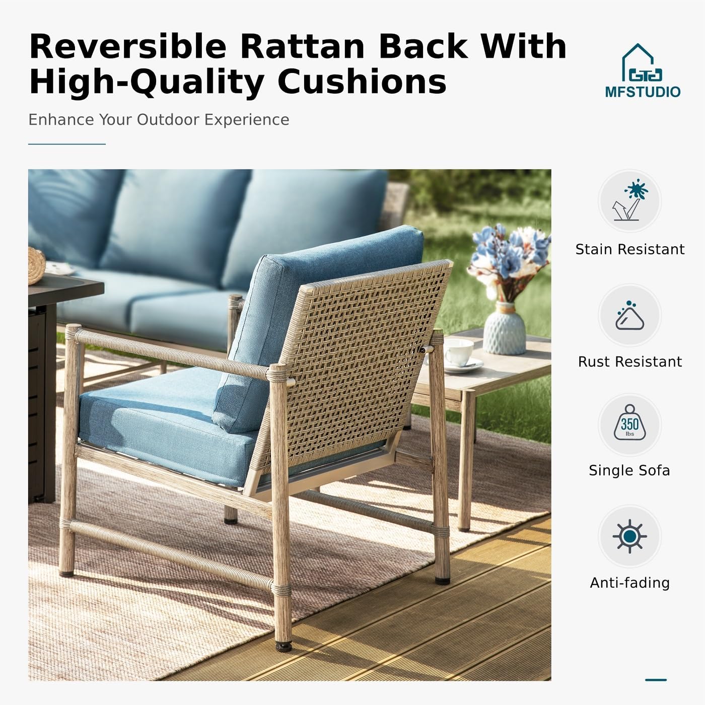 MFSTUDIO 4 Pieces Metal Patio Furniture Set with 56