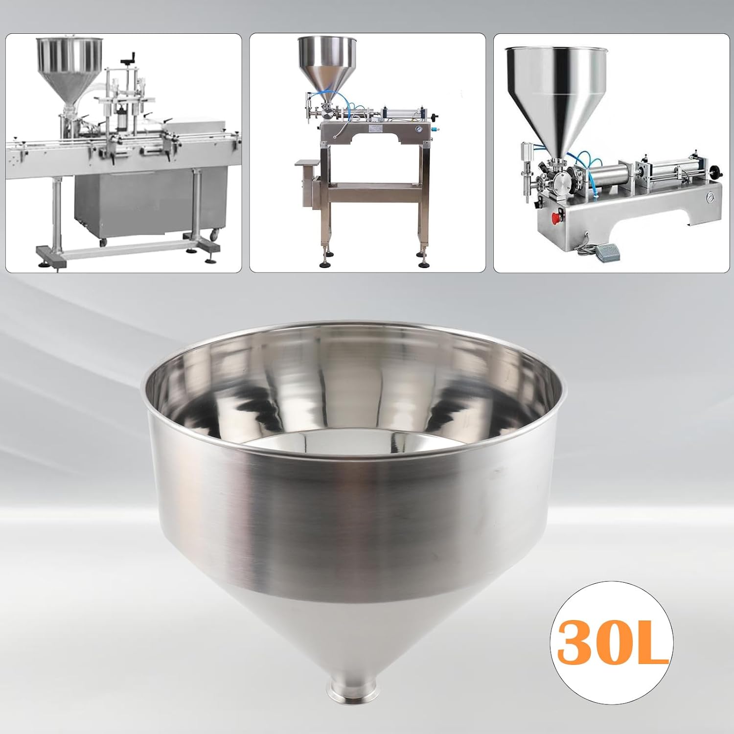 Stainless Steel Hopper, 30L Volume Liquid Paste Funnel for Container Filling Machine