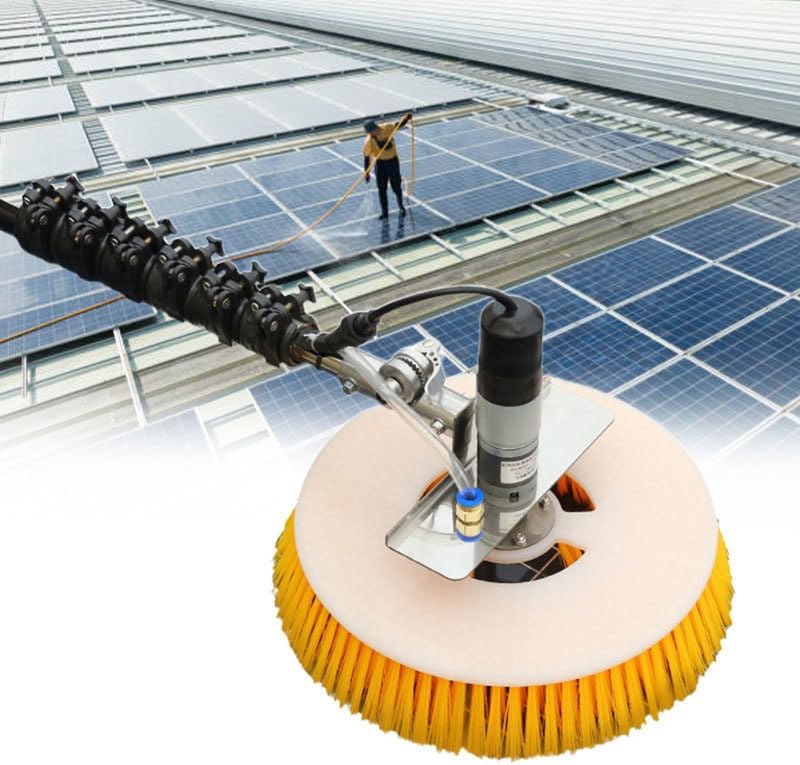 Automatic photovoltaic Panel Cleaning Brush, Solar Cleaning Brush Telescopic for Outdoor use with Cleaning Brush, Telescopic Rod,10m