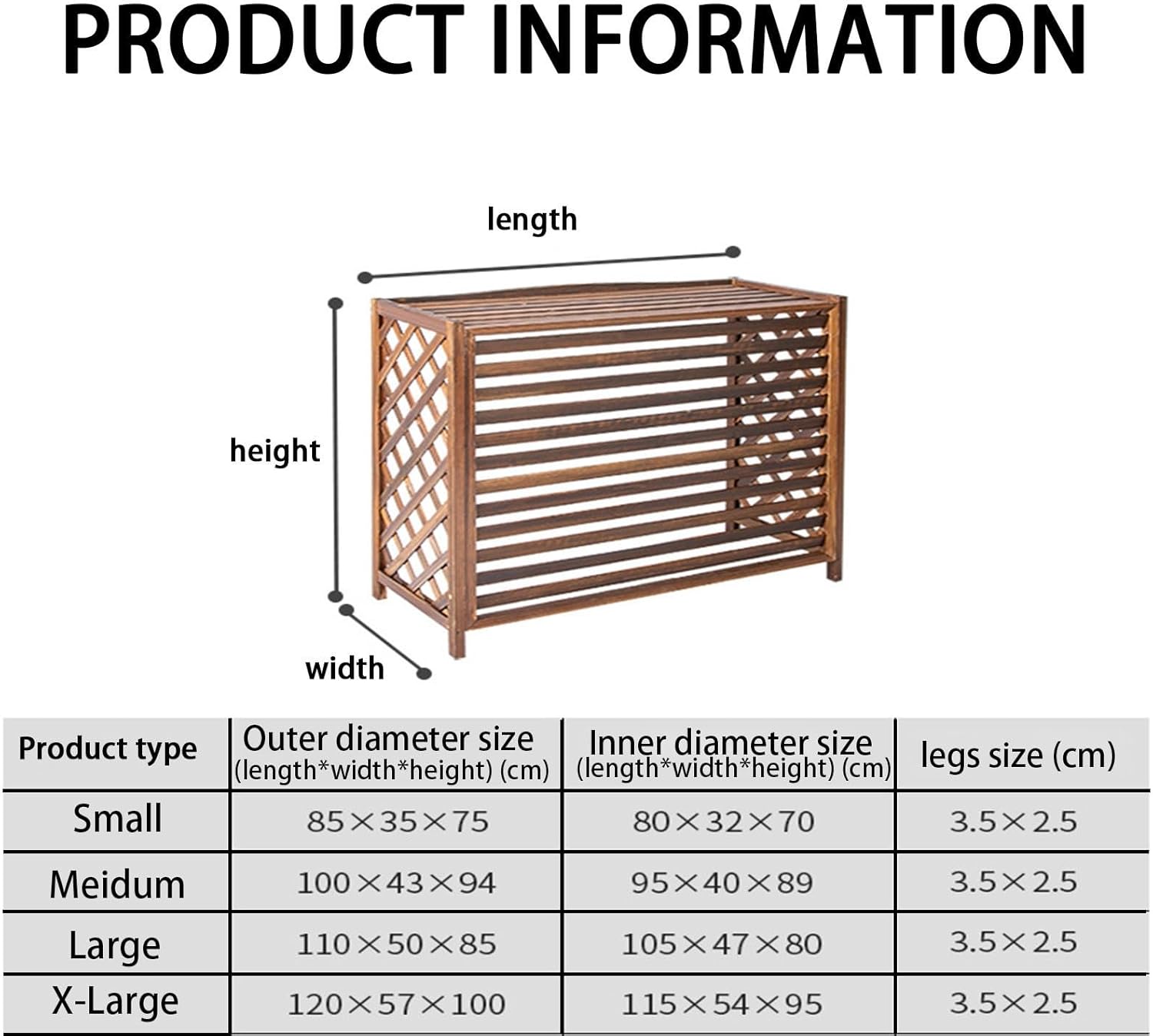 Air Conditioner Covers for Outside Units Fence Solid Wood Material Shutters Privacy Screen Outdoor Hide Air Conditioner Rainproof and Sunproof (Size : Small)