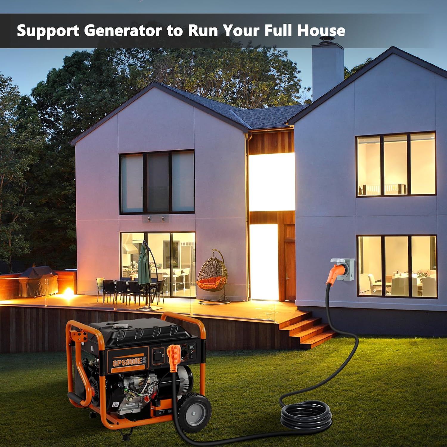 Finderomend 50 Amp Generator Cord and Power Inlet Box Combo Kit, NEMA 14-50P to SS2-50R Extension Cord, for Home RV Backup Power Solution, 125/250 Volts (25ft)