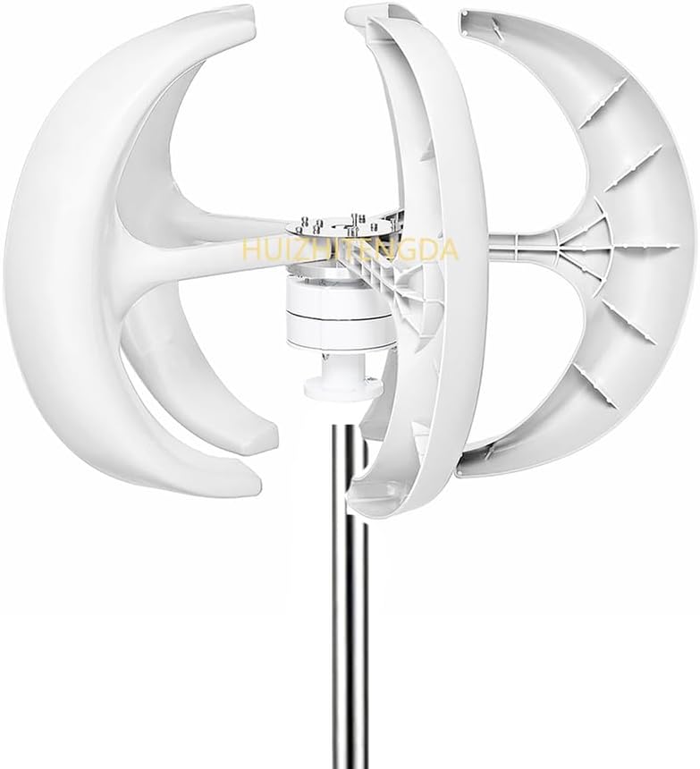 6000W-9000W Small Vertical Axis Wind Turbine Generator, 12V 24V 48V with MPPTLow Start-Up Wind Speed with Controller(White)