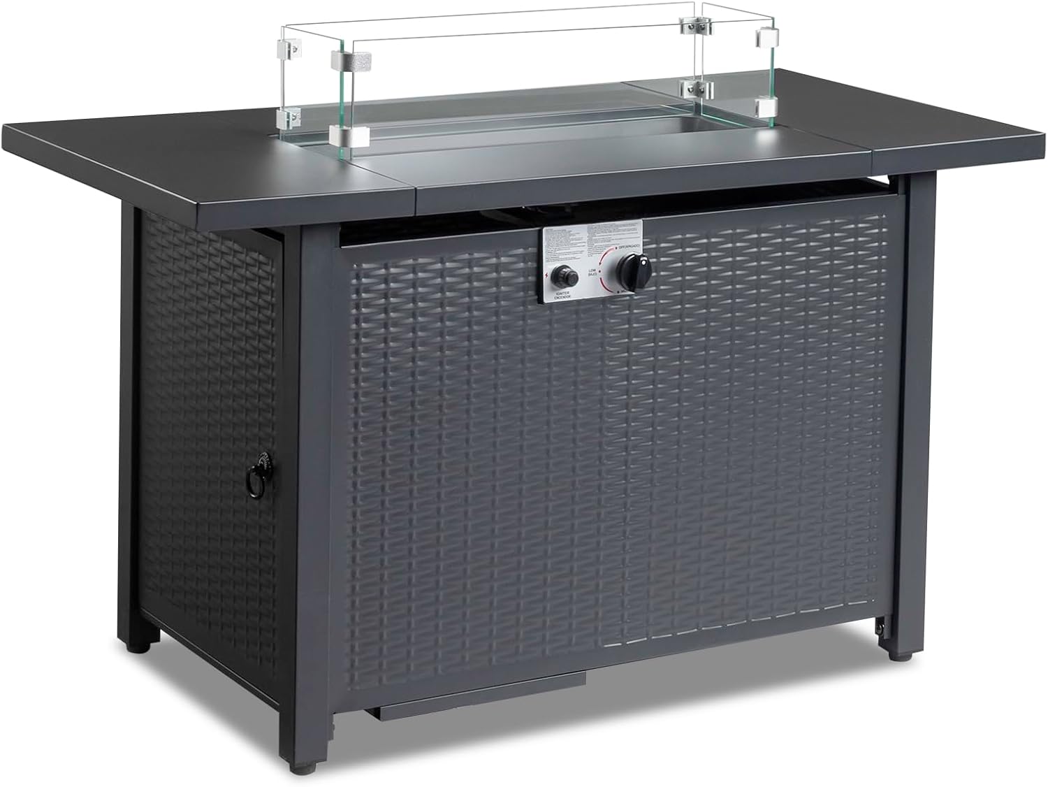 43-Inch Fire Table，50000 BTU Gas Firepit with Volcanic Stone Black