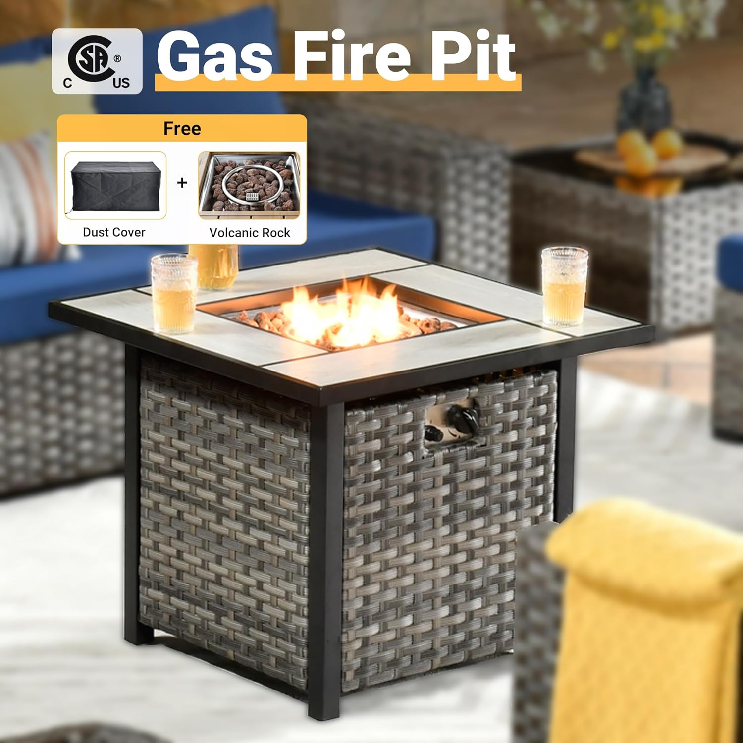 8 Pieces Patio Furniture Conversation Set with 30