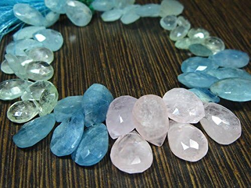 13 inch natural beads strand of 8x6-13x10mm faceted pear multi aquamarine gemstone briolletes beads for DIY jewelry - necklace, bracelet, earring, ring.