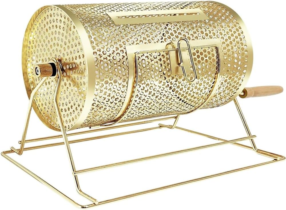 Brass Raffle Ticket Spinning Drum Raffle Drum Manual Lottery Machine with Wooden Turning Handle, for Promotional Activities