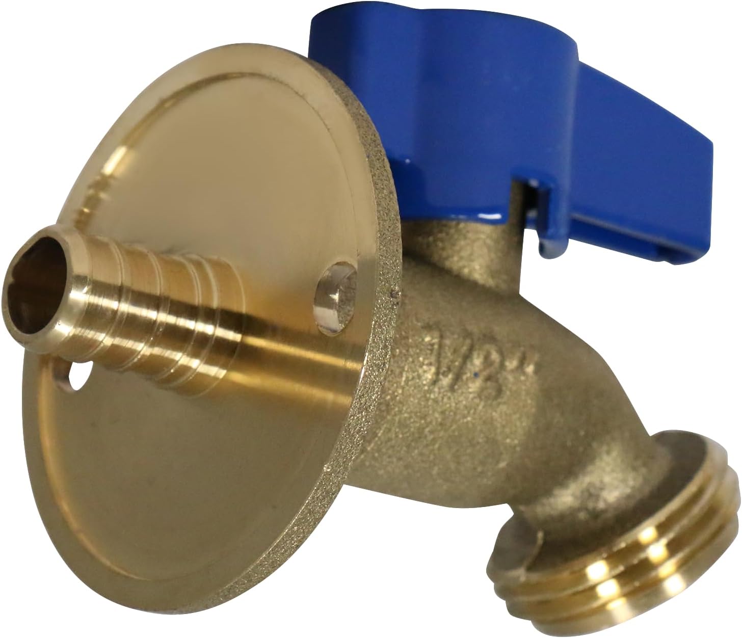 XFITTING 1/2 inch Pex x 3/4 inch GHT Hose Bibbs with Flange, Pex B Crimp Version, 5-3-2=10XX, 10 Pieces