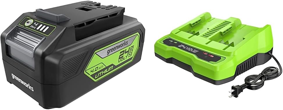 Greenworks 24V 4.0Ah Lithium-Ion Battery (Genuine Battery) & 24V Dual Port Battery Charger (Genuine Charger)