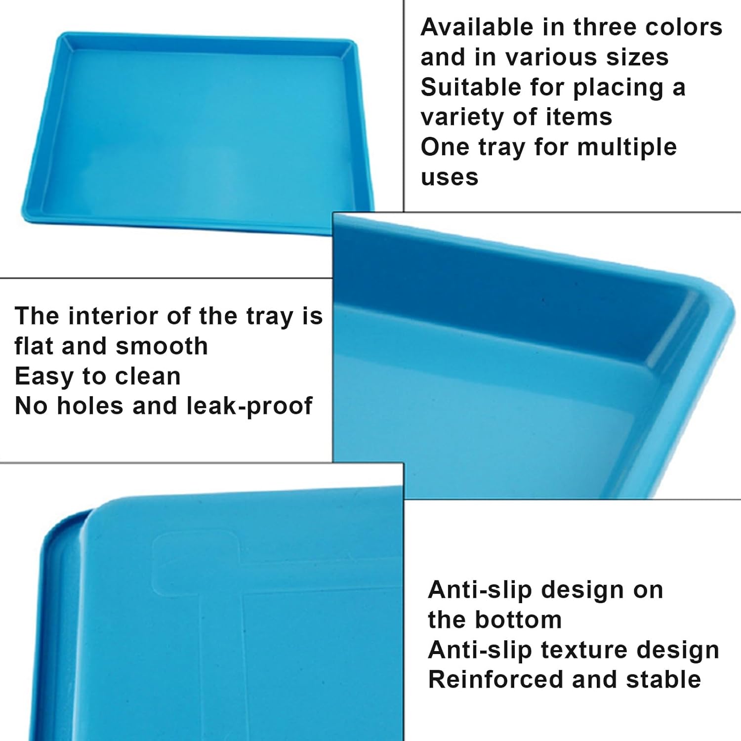 3 Large Plastic Trays Oil Drip Pan for Under Car Non-Slip Bottom Plastic Pan Refrigerator Tray Washing Machine Drip Pan(Blue,43x32x2.7cm/16x12x1in)