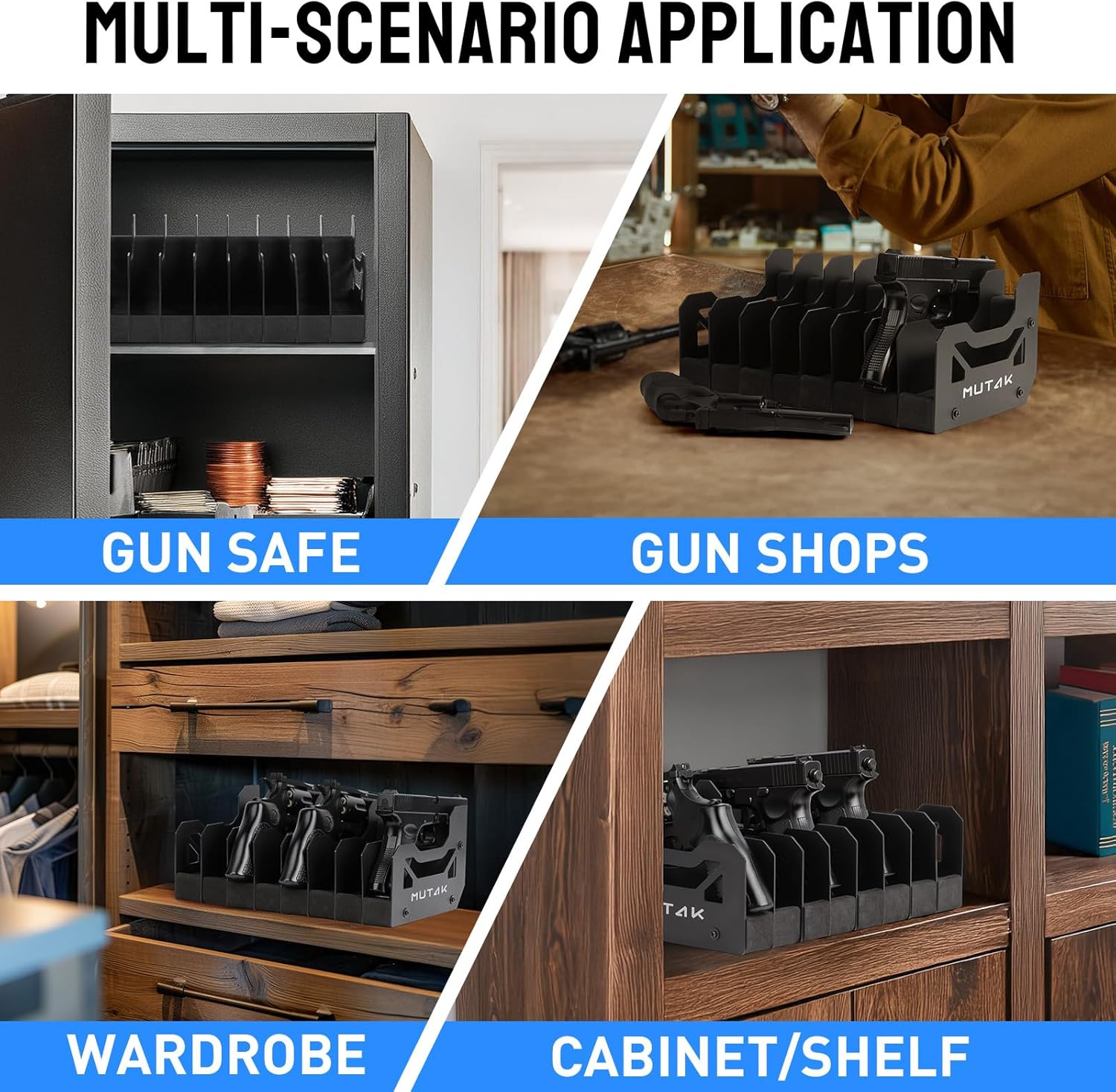 Soft Foam Pistol Rack for Gun Safe, Gun Cabinet, Durable Handgun Stand Organizer Accessories with Gun Slots, Compatible with Size Firearm, Revolver Pistols Holder