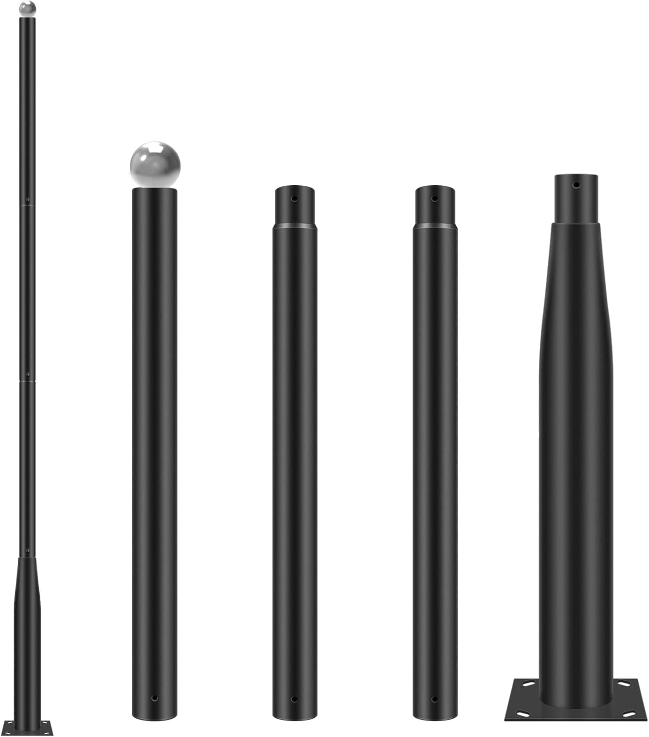 13Ft Tall Street Light Pole with Base Accessory, Street Lamp Post for Outdoor Lighting Fixtures, Black Galvanised Aluminium Light Poles for Outside for Patio, Street, Backyard, Exterior House