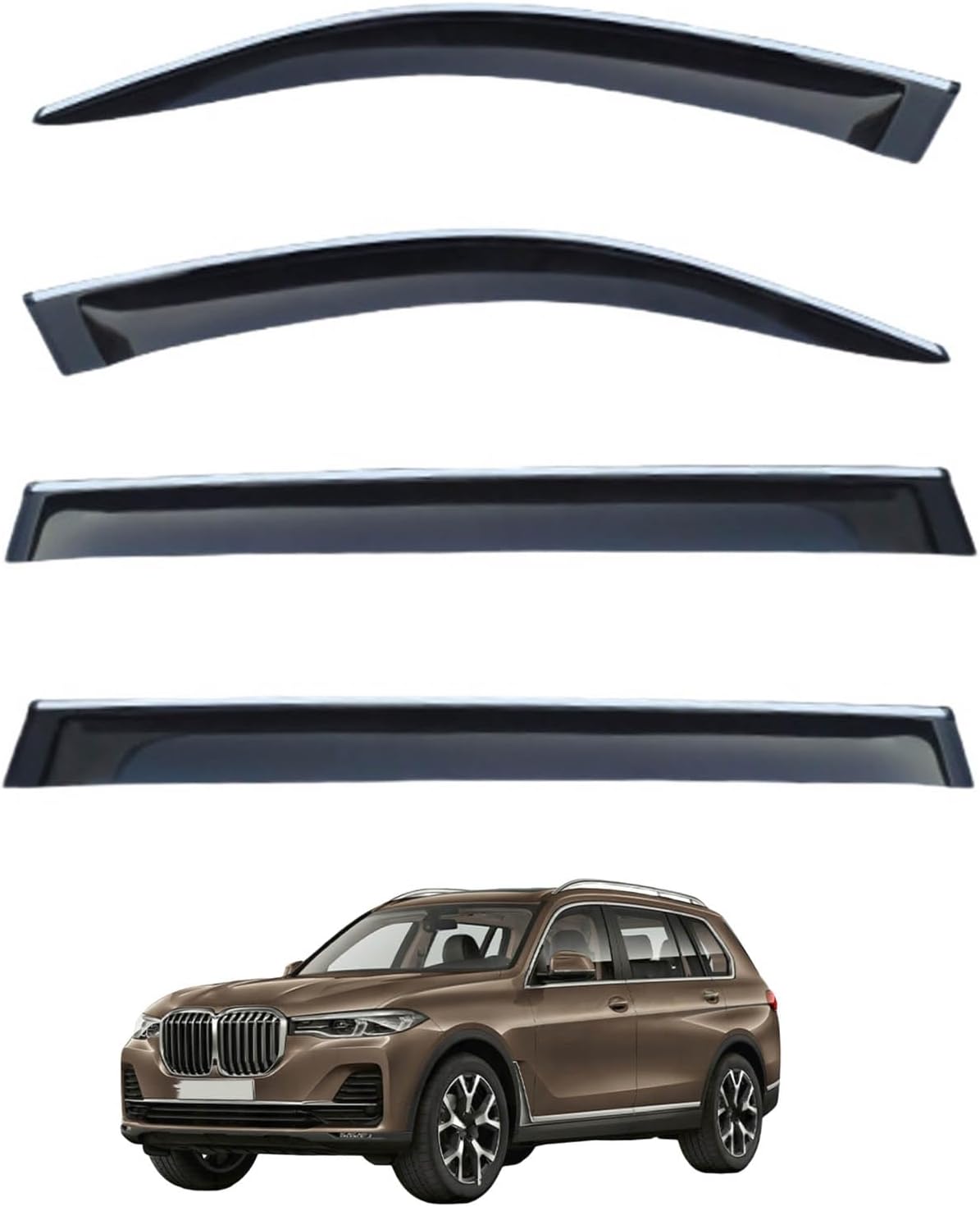 Window Deflectors for BMW X7 MK1-G07 2018-2022+, Sun Rain Guard Window Visors Vent Shades with Bright Stripes Car Accessories