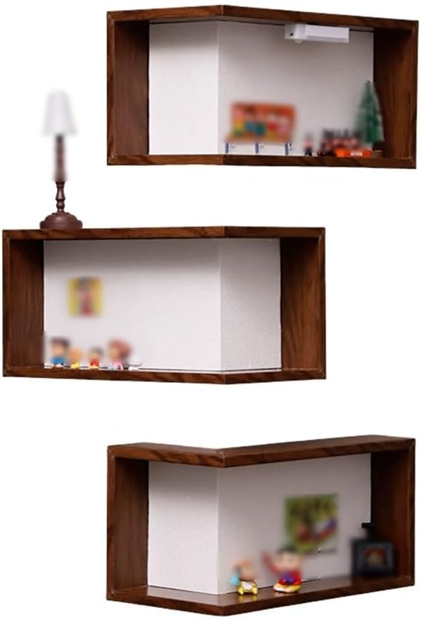 Illuminated Corner Shelf with Remote, Smart Shelves That Light up Your Space, Wooden Corner Wall Shelves with Light for Figurines and Collectibles, Modern Wall-Mounted Display Rack Stand (3pc)(3pc)