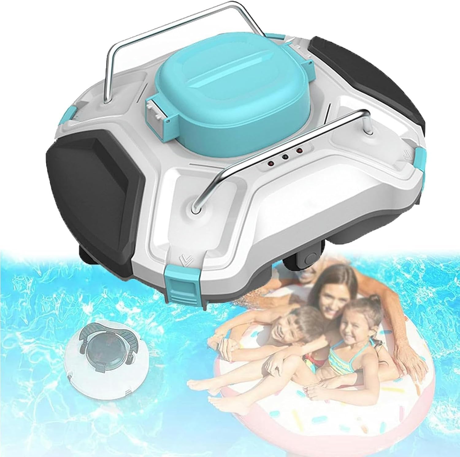 Cordless Robotic Pool Cleaner, Automatic Pool Vacuum, Powerful Suction, IPX8 Waterproof, Dual Motor, Fine Filter for Above In Ground Flat Pool Up to 550 Sq.Ft (White)