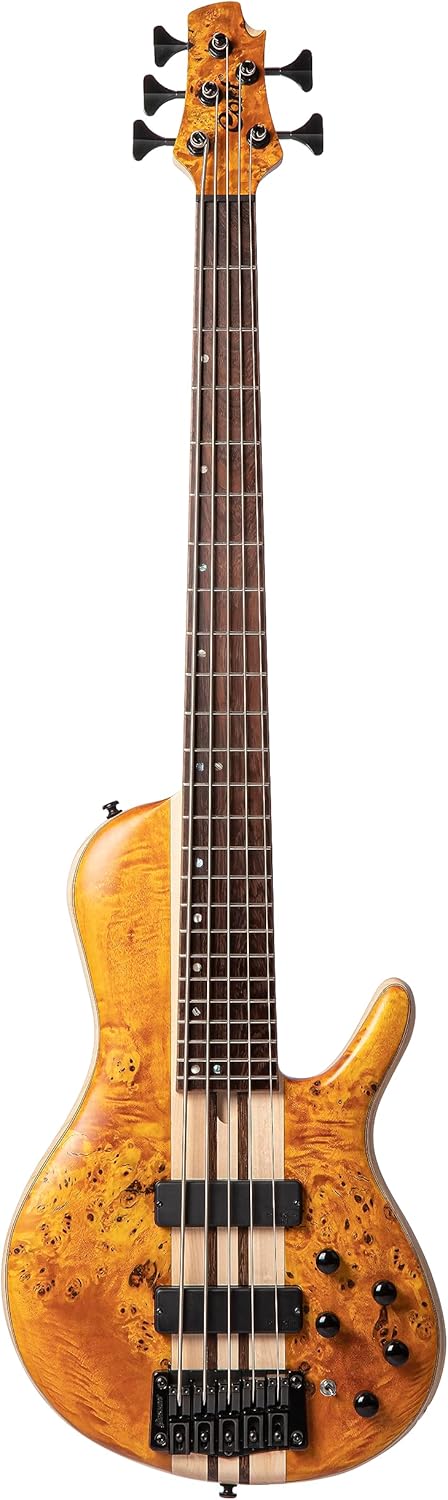 Cort Artisan Series A5 Plus 5 String Bass Guitar, Open Pore Amber (A5PLUSSCAOP)