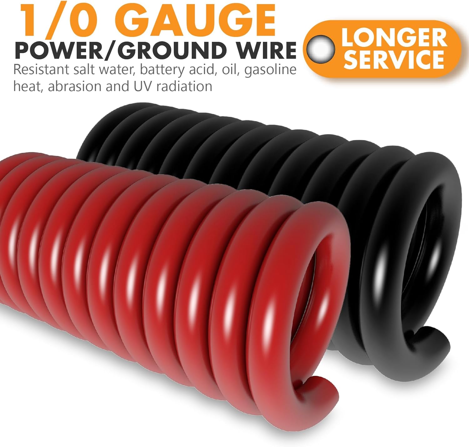 Jeemiter 1/0 Gauge CCA Wire Kit - 20ft Red & 20ft Black with Free Wire Cutter | Car Amplifier Power & Ground Cable for Big 3 Upgrade, Solar, RV