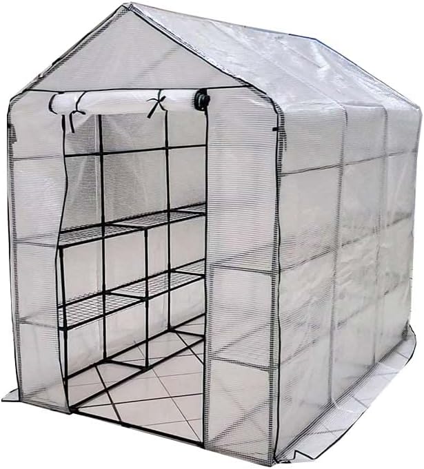 YSUEFIJO Greenhouse Shelves for Plants, Portable Greenhouse with Doors, Walk in Garden PVC Greenhouse, Heavy Duty Hot Tunnel Garden Plant Hot Green House, Warm House for Garden Plant
