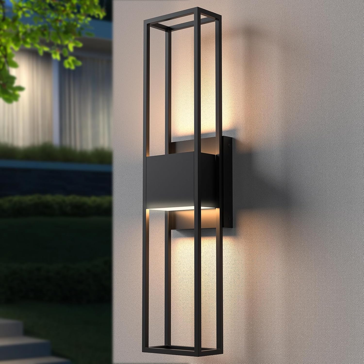 Modern Outdoor Wall Lights, 27.56IN Large Wall Sconce - 3000K Warm White LED Exterior Lighting Fixture, Waterproof Outdoor Lantern Lights for Porch, Wall Lights for Living Room
