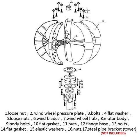 6000W 12V/24V Wind Turbines Generator Lantern for Home Streetlight 5 Blades Vertical Axis Electromagnetic Motor Kit