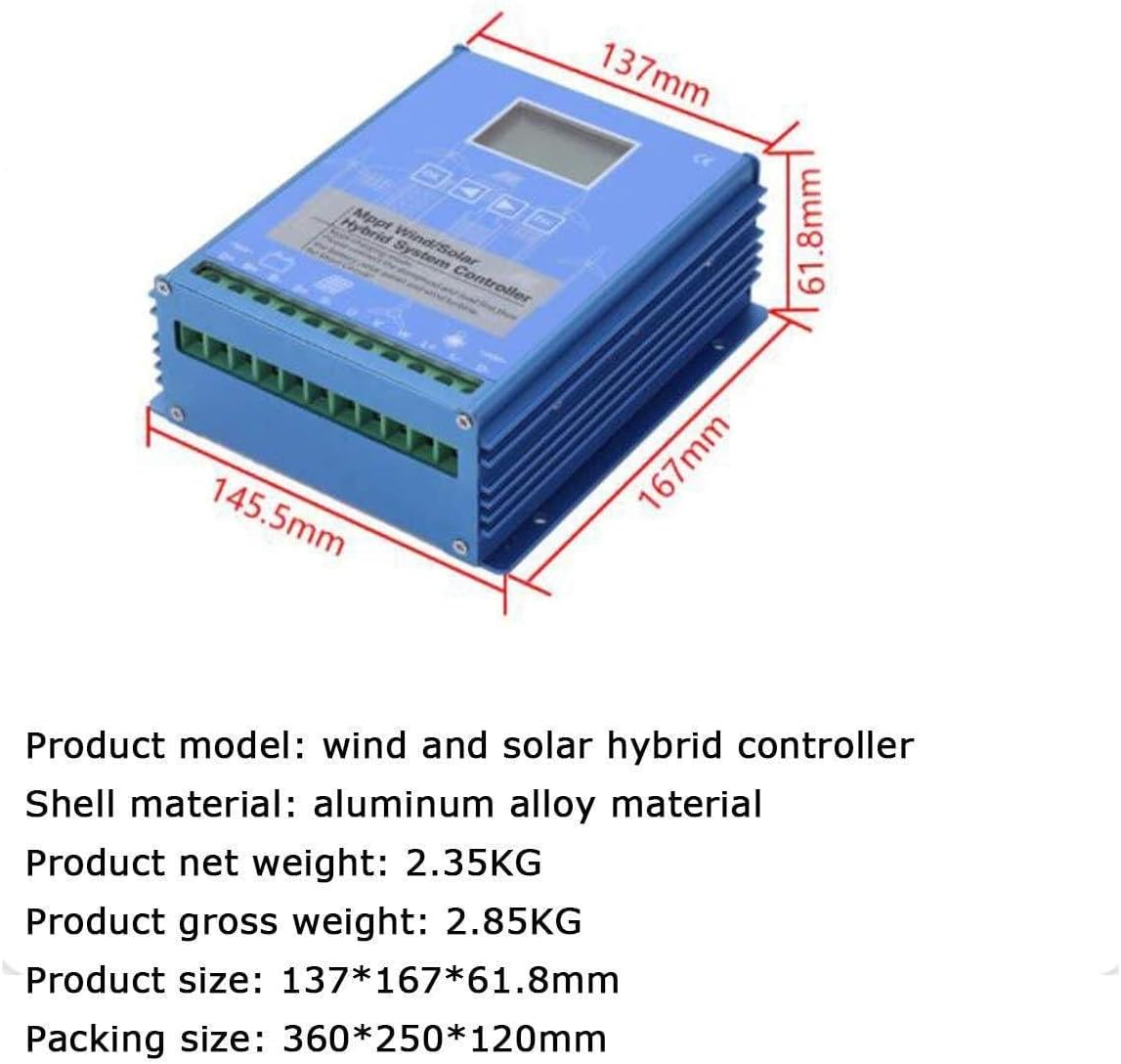 Wind Solar Hybrid Charge Controller, Wind Solar Panel 12V/24V/48V with LCD Screen for Off Grid MPPT Wind Turbine Solar Charge Controller (12v 12000w)