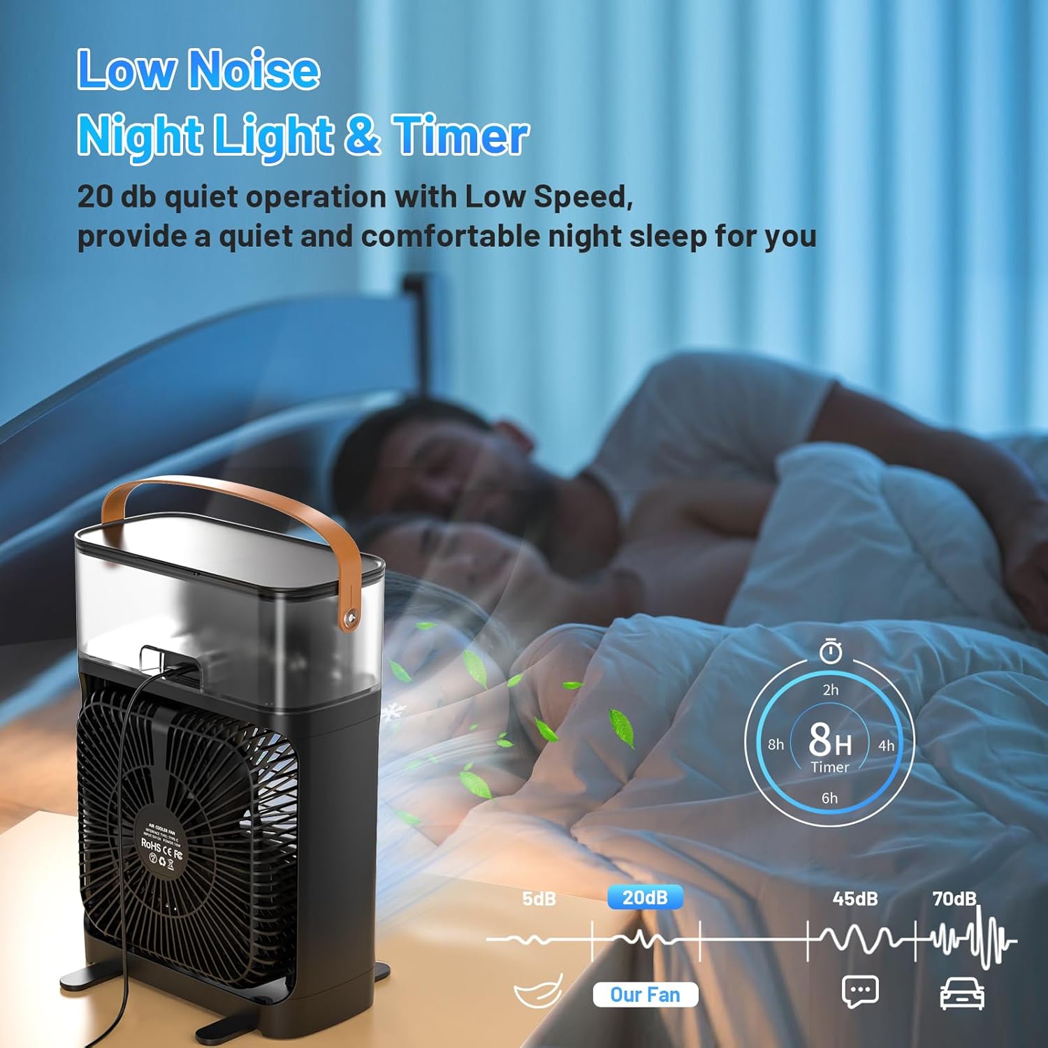 Portable Air Conditioners Fan, NTMY Personal Air Cooler with Remote Control, Ultra-Quiet Mini Air Cooling Fan with Natural Wind Function, 5 Cool Mist & 4 Speeds & Timer for Bedroom Office Desk