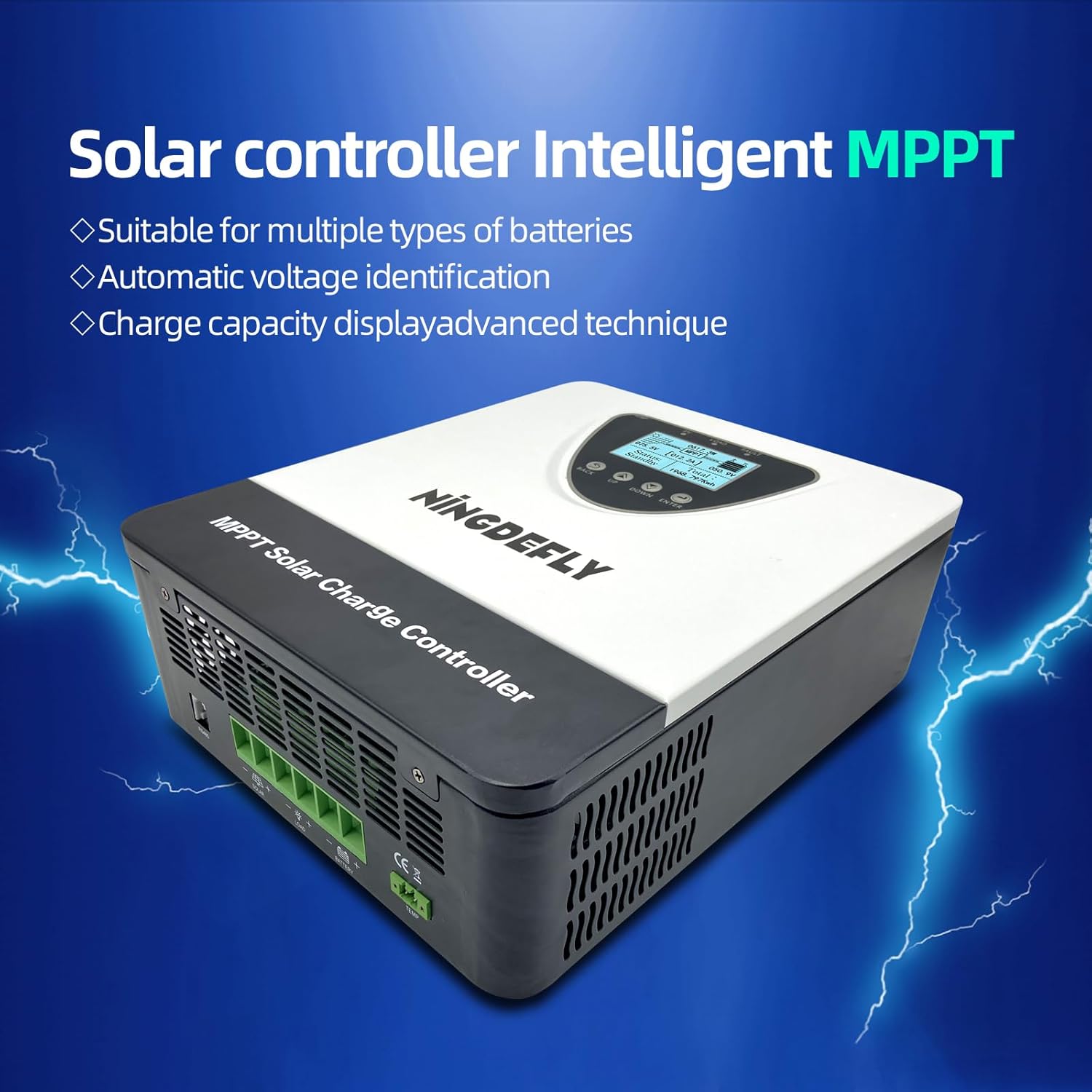 100Amp 96V MPPT Solar Charge Controller 12V 24V 36V 48V 96V DC Input Solar Charge Controller Auto Parameter Adjustable LCD Display for Lead-Acid/Gel/Lithium Batteries